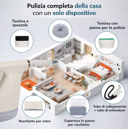 Pulitore a Vapore Elettrico 1200W per Casa e Cucina