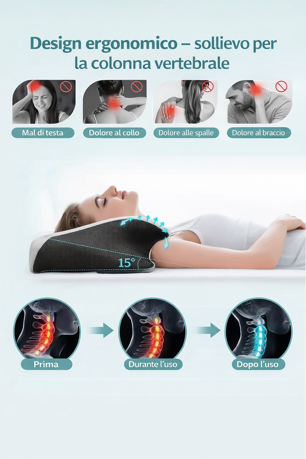 Cuscino Cervicale Ortopedico in Memory Foam – Sollievo dal Dolore al Collo